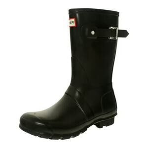 Hunter Short Mid-Calf Rubber Rain Boots - 9 Black